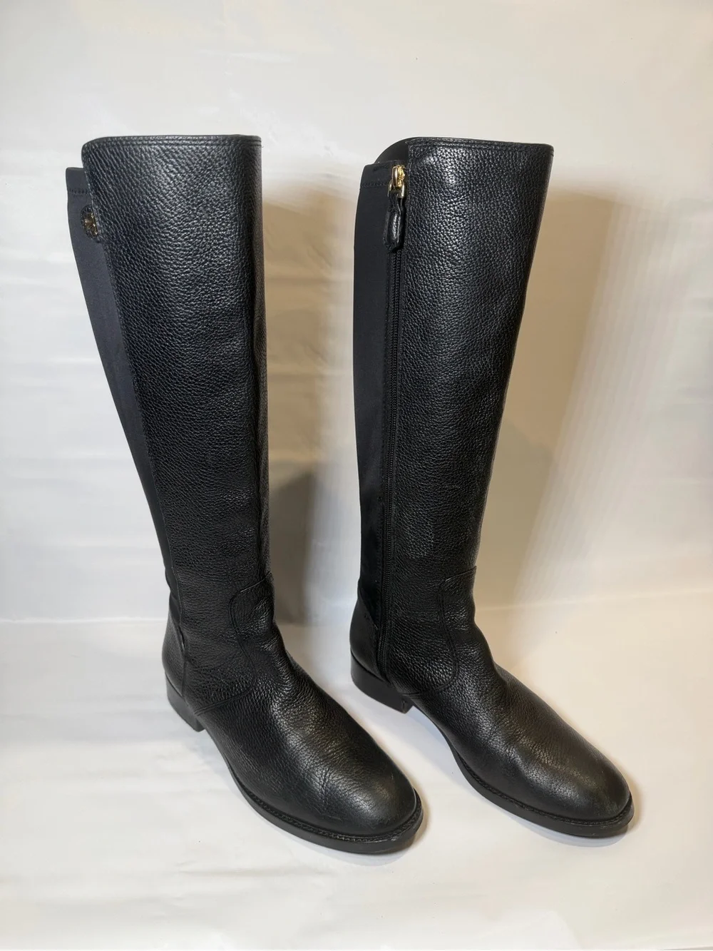 Tory Burch Selden Stretch Womens 8 M Black Leather Tall Riding Boots